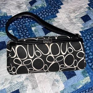 Vintage Angela Adams Canvas Shoulder Bag Wrapped Leather Handle